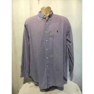 Ralph Lauren Shirt Mens Size Large Purple White Check Plaid Blake Pony Preppy